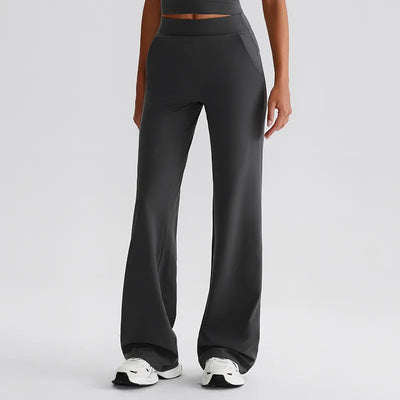 JIA Recycled High Waist Yoga Flare Pants with Pockets-grey