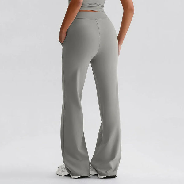 JIA Recycled High Waist Yoga Flare Pants with Pockets for women-back