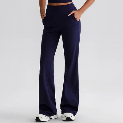 JIA Recycled High Waist Yoga Flare Pants with Pockets for women-sapphire