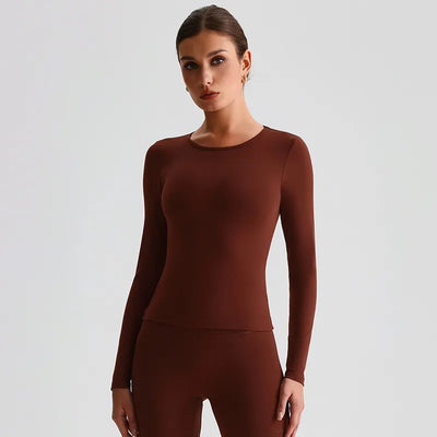 JIA Recycled Slim Fit Crew Neck Long Sleeve Yoga Top for women