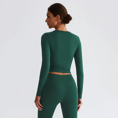 JIA Recycled Slim Fit Crew Neck Yoga Long Sleeve Tops for fitness workout-back