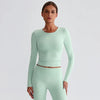 JIA Recycled Slim Fit Crew Neck Yoga Long Sleeve Tops for fitness workout-mint
