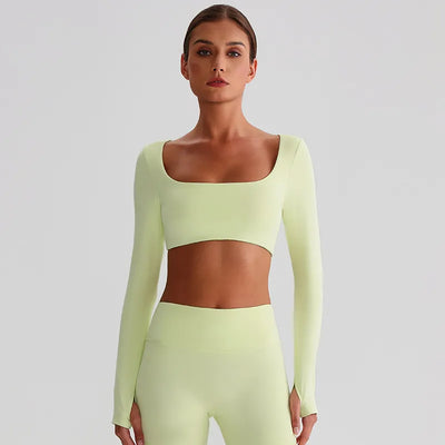 JIA Recycled Yoga Long Sleeve Crop Tops for women