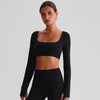 JIA Recycled Yoga Long Sleeve Cropped Tops-black