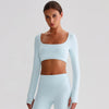 JIA Recycled Yoga Long Sleeve Cropped Tops-blue