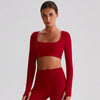 JIA Recycled Yoga Long Sleeve Cropped Tops-red