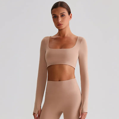 JIA Recycled Yoga Long Sleeve Cropped Tops for women