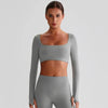 JIA Recycled Yoga Long Sleeve Cropped Tops with removable bra pad