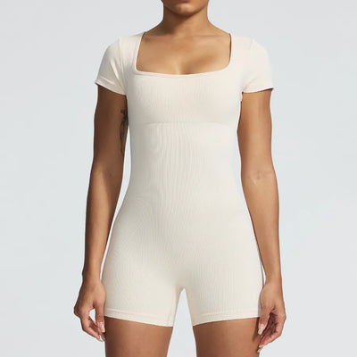 JIA Sand-washed Seamless U Neck Gym Bodysuit