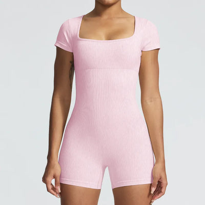 JIA Sand-washed Seamless U Neck Gym Bodysuit