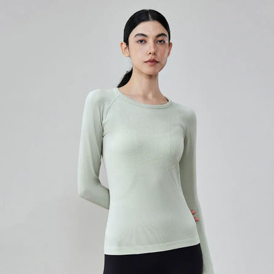 JIA Seamless Breathable Sports Long Sleeve Yoga Tops-light green