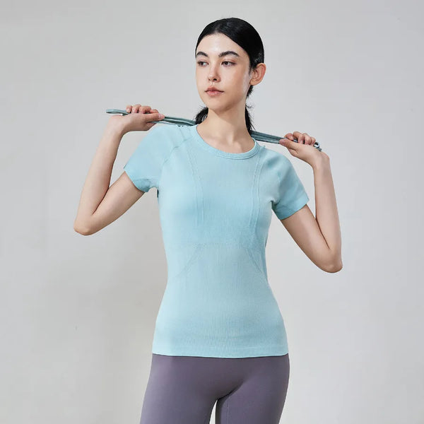 JIA Seamless Breathable Sports Short Sleeve Yoga Top Basic T Shirts