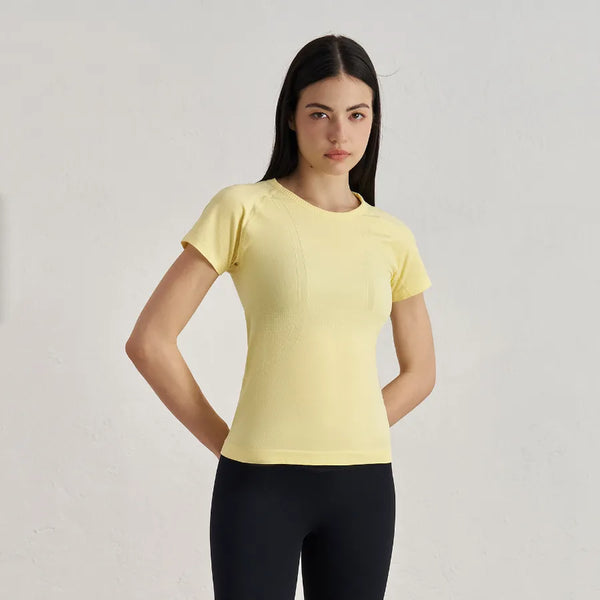 JIA Seamless Breathable Sports Short Sleeve Yoga Top Women Basic T Shirt