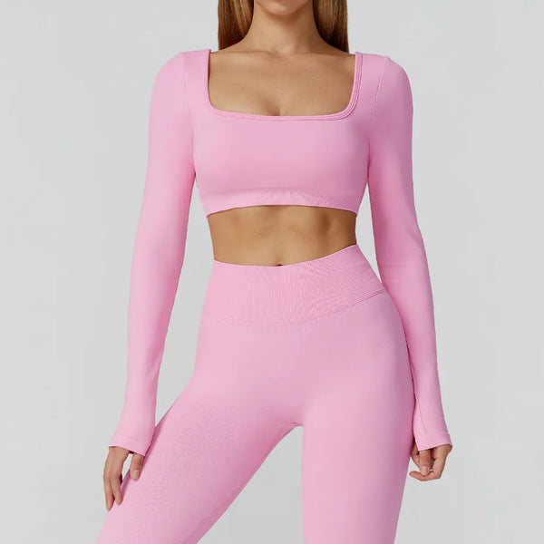JIA Seamless Elegant Long Sleeve Workout Shirt