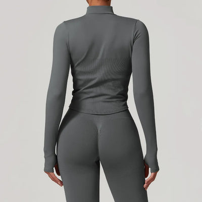 JIA Seamless Fitness Jacket with Thumb Holes-back