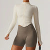 JIA Seamless Fitness Jacket with Thumb Holes-beige