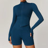JIA Seamless Fitness Jacket with Thumb Holes-dark blue