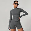 JIA Seamless Fitness Jacket with Thumb Holes-dark grey