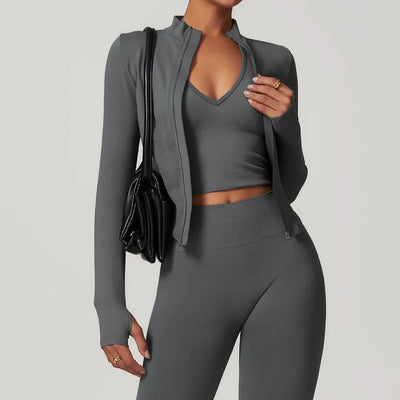 JIA Seamless Fitness Jacket with Thumb Holes