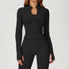 JIA Seamless Slim Fit Sports Jacket with Thumb Holes 
