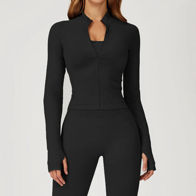 JIA Seamless Slim Fit Sports Jacket with Thumb Holes 