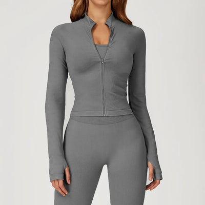 JIA Seamless Slim Fit Sports Jacket with Thumb Holes 