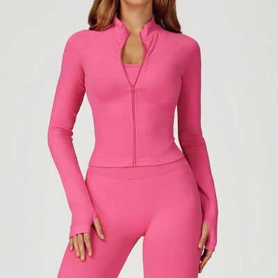 JIA Seamless Slim Fit Sports Jacket with Thumb Holes 