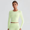 JIA Recycled Slim Fit Crew Neck Yoga Long Sleeve Tops for fitness workout
