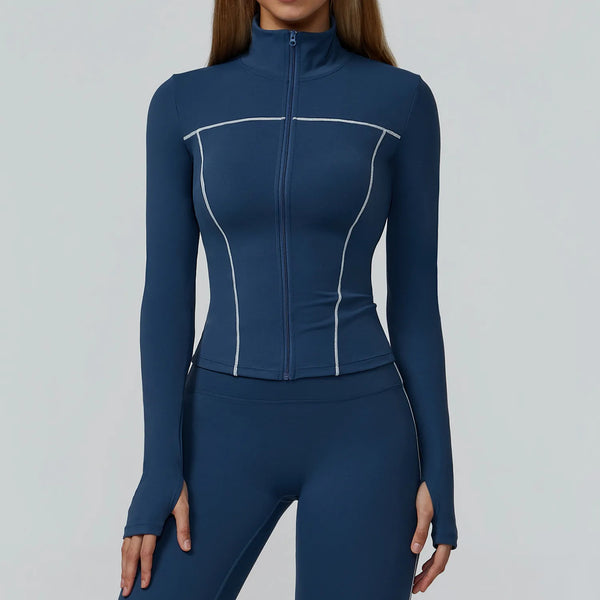 JIA Slim Fit Suit Jacket Zip up for Yoga Fitness 