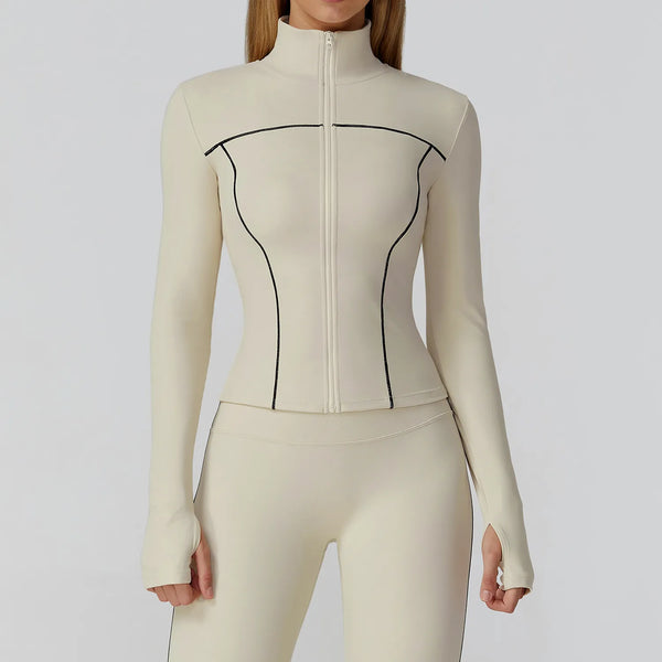 JIA Slim Fit Suit Jacket Zip up for Yoga Fitness 