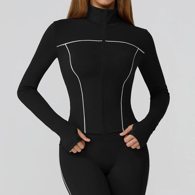 JIA Slim Fit Suit Jacket Zip up for Yoga Fitness 