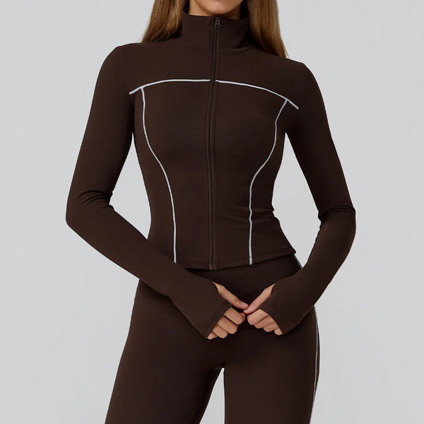JIA Slim Fit Suit Jacket Zip up for Yoga Fitness 