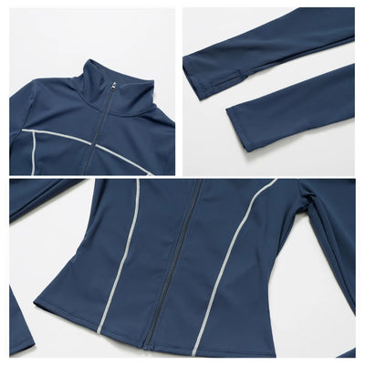 JIA Slim Fit Suit Jacket Zip up for Yoga Fitness 