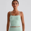 JIA Spaghetti Strap Tank Top with Built in Bra​ yoga tank tops women recycled sportswear 