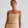 JIA Spaghetti Strap Tank Tops with Built in Bra​ fitness cropped top recycled sportswear