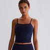 JIA Spaghetti Strap Tank Tops with Built in Bra​ fitness top recycled sportswear