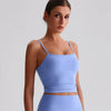 JIA Spaghetti Strap Tank Tops with Built in Bra​ yoga tank tops women recycled sportswear 