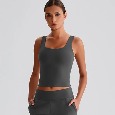 JIA Square Neck Tank Top Padded Sports Bra for women fitness tank tops