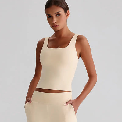 JIA Square Neck Tank Top Padded Sports Bra for women fitness top
