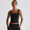 JIA Square Neck Tank Top Padded Sports Bras-black