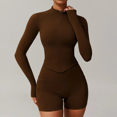 JIA Tight Zip Up Jacket​ Yoga Long Sleeve Top