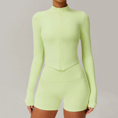 JIA Tight Zip Up Jacket​ Yoga Long Sleeve Top