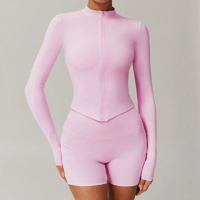 JIA Tight Zip Up Jacket​ Yoga Long Sleeve Top