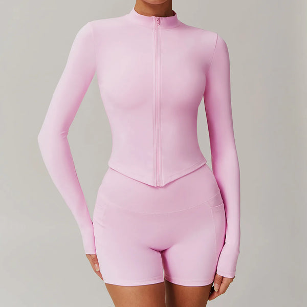 JIA Tight Zip Up Jacket​ Yoga Long Sleeve Top