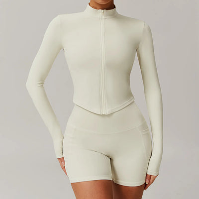 JIA Tight Zip Up Jacket​ women yoga jacket Yoga Long Sleeve Top