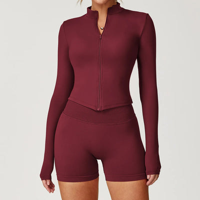 JIA Tight Zip Up Jacket​ womens yoga jacket Yoga Long Sleeve Top