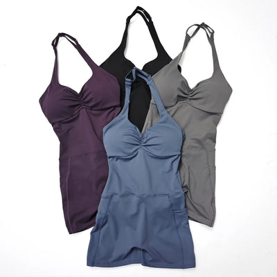 JIA Twist Butt Lifting Workout Jumpsuit with Pocket-Real photos