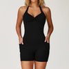 JIA Twist Butt Lifting Workout Jumpsuit with Pocket-black