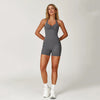 JIA Twist Butt Lifting Workout Jumpsuit with Pocket-grey