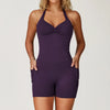 JIA Twist Butt Lifting Workout Jumpsuit with Pocket-purple